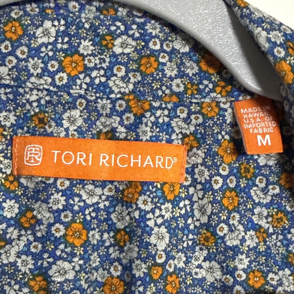 Vintage Tori Richard Hawaiian Print,  Floral Cotton Men's Size Medium Shirt - Picture 3 of 8